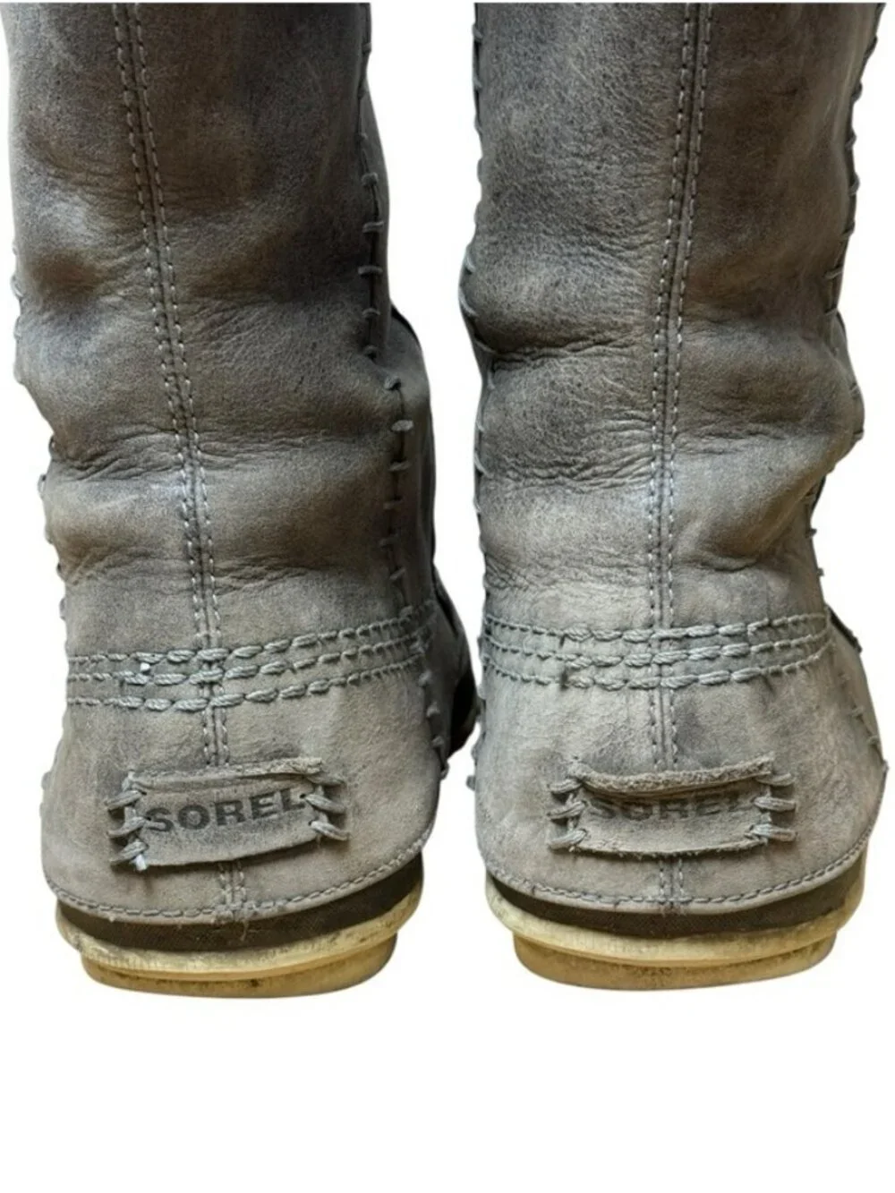 Sorel Cate The Great Tall Waterproof Leather Winter Snow Boots Wmn’s Size 6 Grey